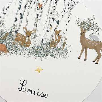 Faire-part naissance ma petite clairière dorure - Détail du faire-part