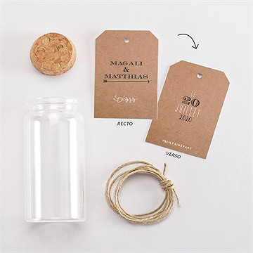 Mignonette mariage kraft vintage étiquette - Vue d'ensemble