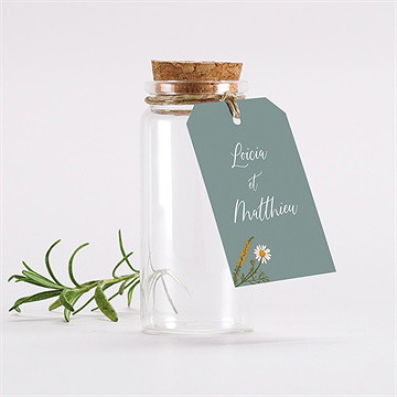 Mignonette mariage gravure champêtre étiquette