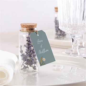 Mignonette mariage gravure champêtre étiquette - Mise en situation