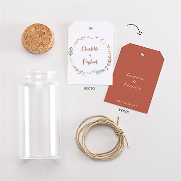 Mignonette mariage terre de feu étiquette - Vue d'ensemble