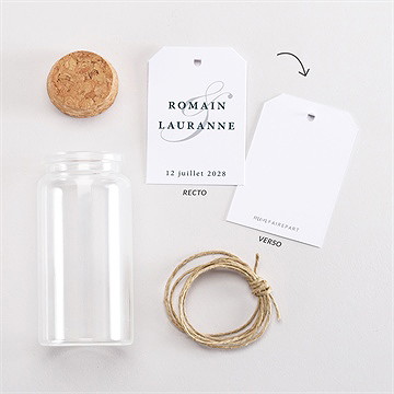 Mignonette mariage en relief étiquette - Vue d'ensemble