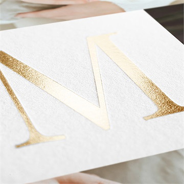 Faire-part naissance initiale en patchwork dorure - Marquage à chaud OR