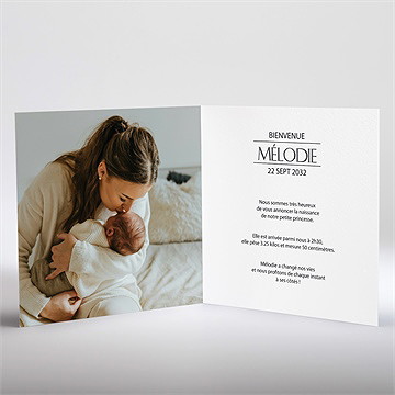 Faire-part naissance initiale en patchwork dorure - Intérieur du faire-part