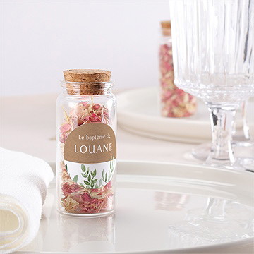 Mignonette baptême kraft végétal sticker - Mise en situation