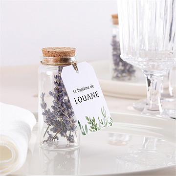 Mignonette baptême kraft végétal étiquette