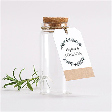 Mignonette baptême petit programme étiquette - Mise en situation