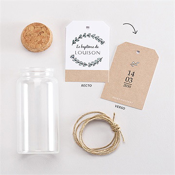 Mignonette baptême petit programme étiquette - Vue d'ensemble