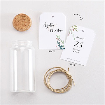 Mignonette mariage bouquet ardent étiquette - Vue d'ensemble