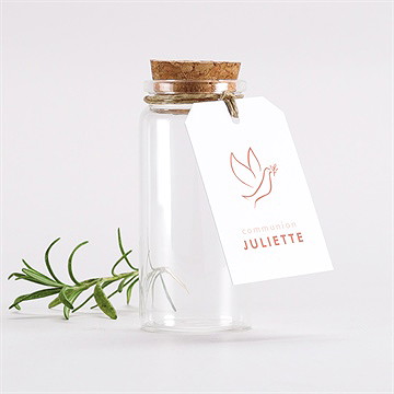 Mignonette communion colombe dorée étiquette