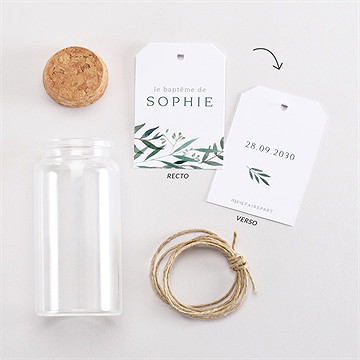 Mignonette baptême jolie annonce étiquette - Vue d'ensemble