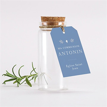 Mignonette communion bleu myosotis étiquette