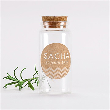 Mignonette baptême farandole de kraft sticker