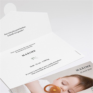 Faire-part naissance sur son couffin enveloppe - Intérieur du faire-part