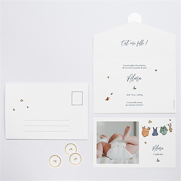 Faire-part naissance petit bout'chou enveloppe - Vue d'ensemble