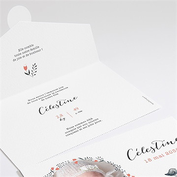 Faire-part naissance en rouge et noir enveloppe - Intérieur du faire-part