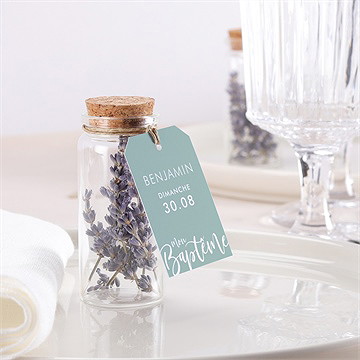 Mignonette baptême jeu de mots étiquette - Mise en situation