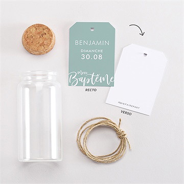 Mignonette baptême jeu de mots étiquette - Vue d'ensemble