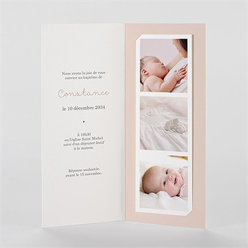 Faire-part de baptême profil de colombe photomaton - Intérieur du faire-part