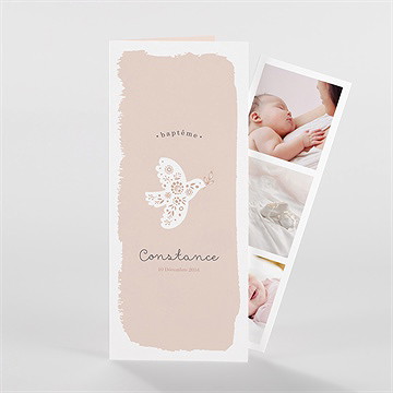 Faire-part de baptême profil de colombe photomaton - Vue d'ensemble