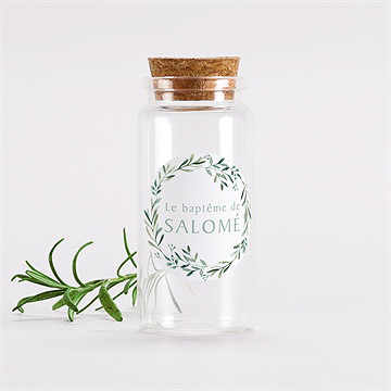 Mignonette baptême feuilles et or sticker