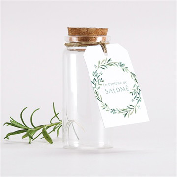 Mignonette baptême feuilles et or magnet