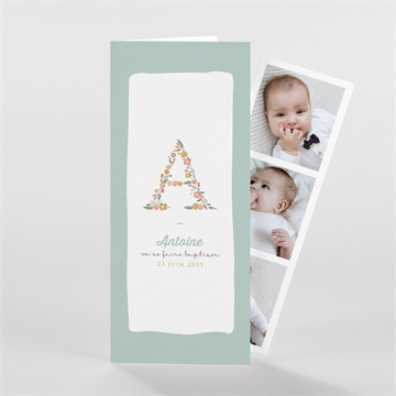 Faire-part de baptême alphabet original photomaton