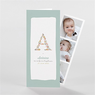 Faire-part de baptême alphabet original photomaton