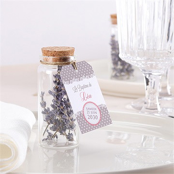 Mignonette baptême rondeur et douceur étiquette - Mise en situation