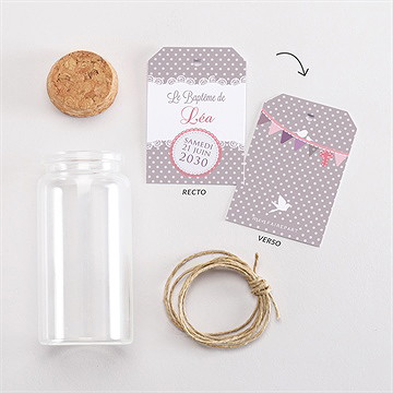 Mignonette baptême rondeur et douceur étiquette - Vue d'ensemble