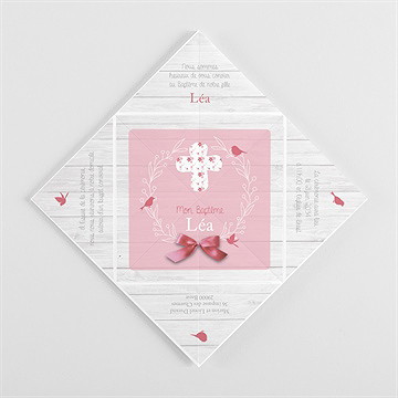 Faire-part de baptême jolie composition origami - Vue intérieure pliée