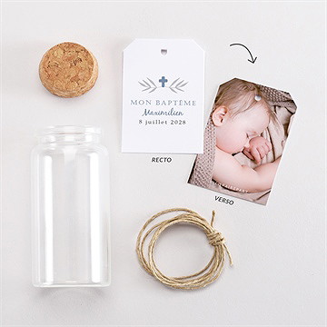 Mignonette baptême mosaïque de photos étiquette - Vue d'ensemble