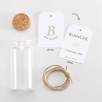 Mignonette baptême initiales d'or étiquette - Vue d'ensemble