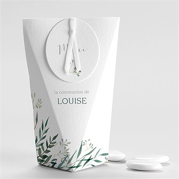 Boîte de dragées communion touche champêtre étui