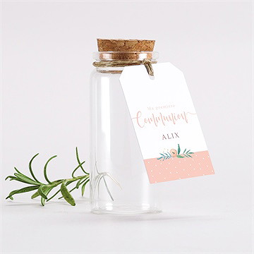 Mignonette communion rose tendre étiquette