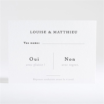 Carton réponse mariage date gravée - Dos du carton