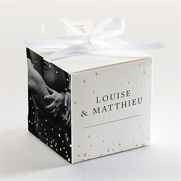 Boîte de dragées mariage date gravée - Dos de la boîte