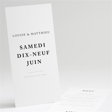 Menu mariage date gravée