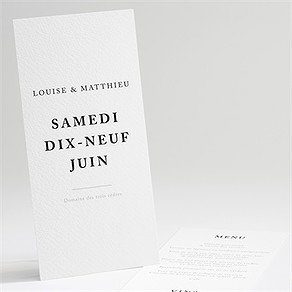 Menu mariage date gravée