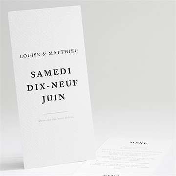 Menu mariage date gravée