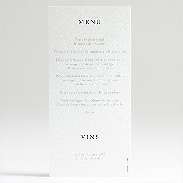 Menu mariage date gravée - Dos du menu