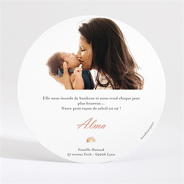 Faire-part naissance joli petit mobile rond - Dos du faire-part