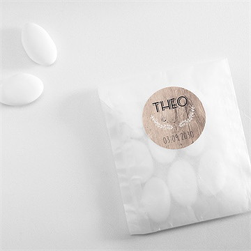 Sticker baptême marque page kraft - Mise en situation