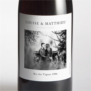 Etiquette de bouteille mariage date gravée étui