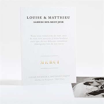 Remerciement mariage date gravée