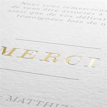 Remerciement mariage date gravée - Détail de la carte