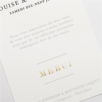 Remerciement mariage date gravée - Dos de la carte