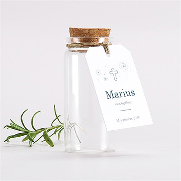 Mignonette baptême horizons étiquette - Mise en situation