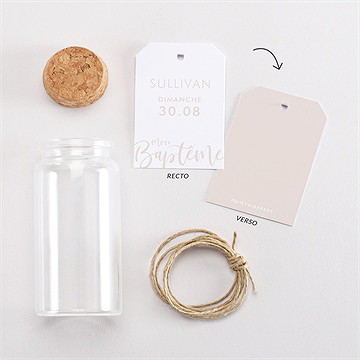 Mignonette baptême lettre de cuivre étiquette - Vue d'ensemble