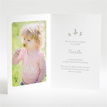 Faire-part de baptême belle journée plié - Intérieur du faire-part